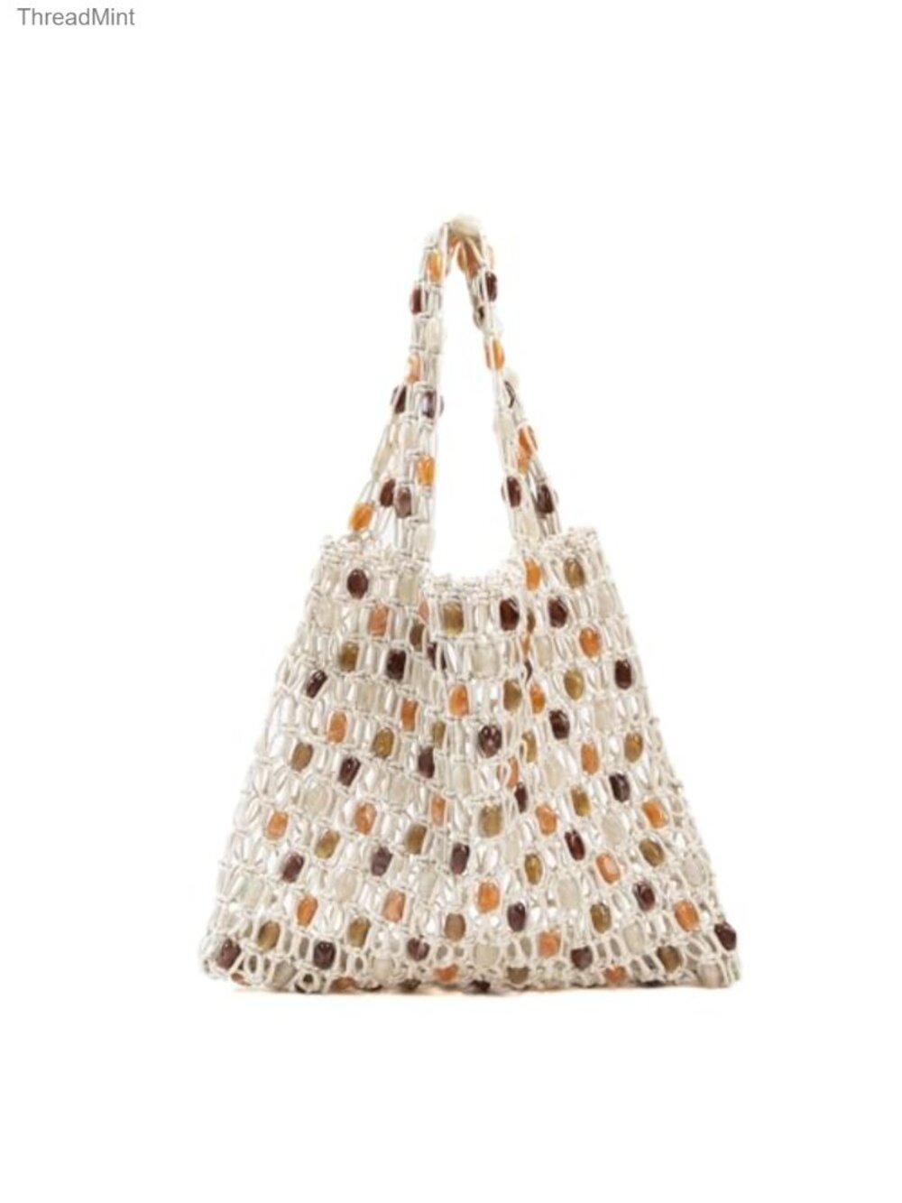 Crochet Shoulder Bag Women Beaded Tote Handmade Boho Hobo Beach Purse